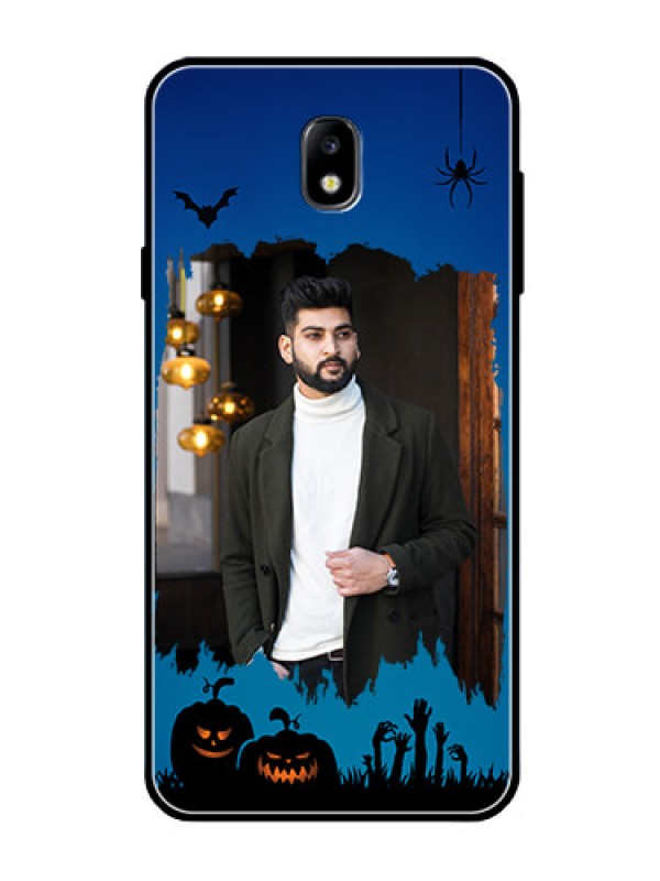 Custom Galaxy J7 Pro Photo Printing on Glass Case  - with pro Halloween design 