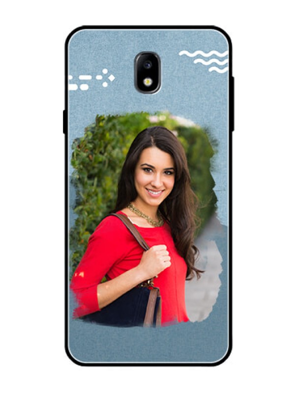 Custom Galaxy J7 Pro Custom Glass Mobile Case  - Grunge Line Art Design