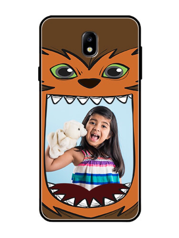 Custom Galaxy J7 Pro Photo Printing on Glass Case  - Owl Monster Back Case Design
