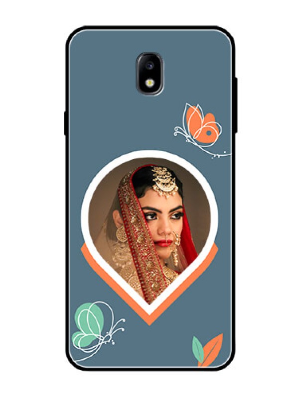 Custom Galaxy J7 Pro Custom Glass Mobile Case - Droplet Butterflies Design