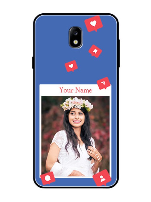 Custom Galaxy J7 Pro Custom Glass Phone Case - Like Share And Comment Design