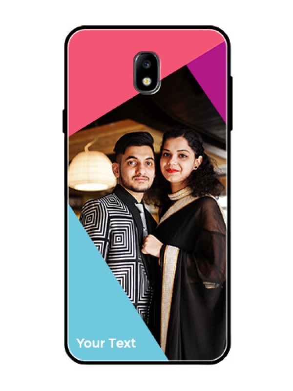 Custom Galaxy J7 Pro Custom Glass Mobile Case - Stacked Triple colour Design