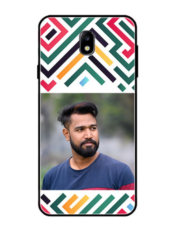 Custom Galaxy J7 Pro Personalized Glass Phone Case - Colorful Maze Pattern Design