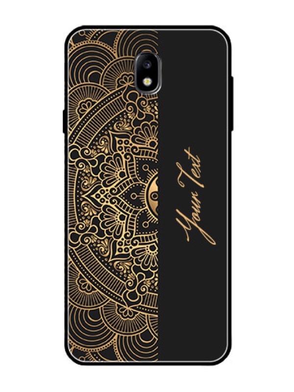 Custom Galaxy J7 Pro Photo Printing on Glass Case - Mandala art with custom text Design