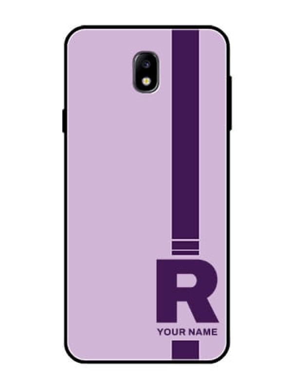 Custom Galaxy J7 Pro Photo Printing on Glass Case - Simple dual tone stripe with name Design