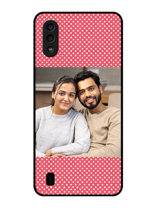 Custom Galaxy M01 Custom Glass Phone Case - White Dotted Design