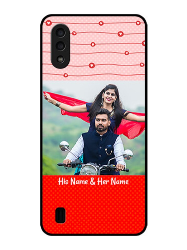 Custom Galaxy M01 Personalized Glass Phone Case - Red Pattern Case Design
