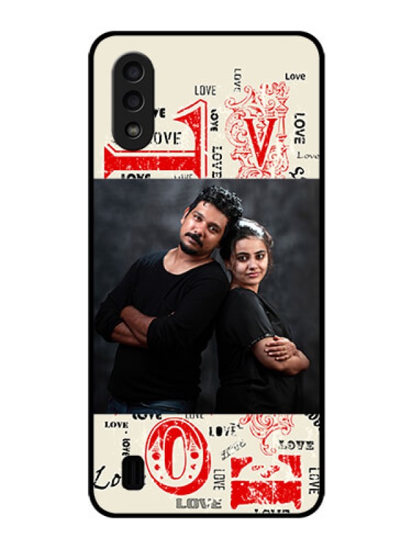 Custom Galaxy M01 Photo Printing on Glass Case - Trendy Love Design Case