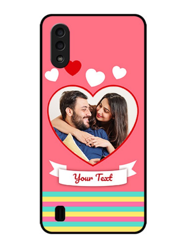 Custom Galaxy M01 Photo Printing on Glass Case - Love Doodle Design