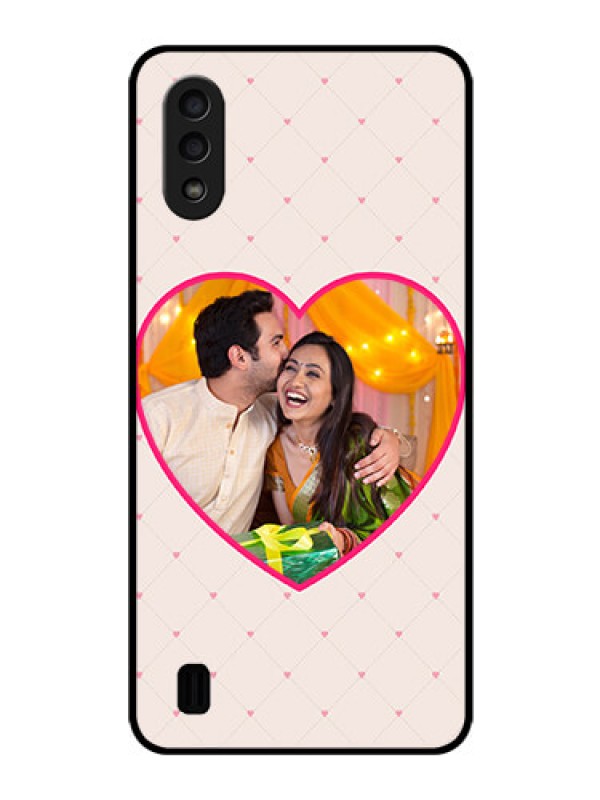 Custom Galaxy M01 Custom Glass Mobile Case - Heart Shape Design