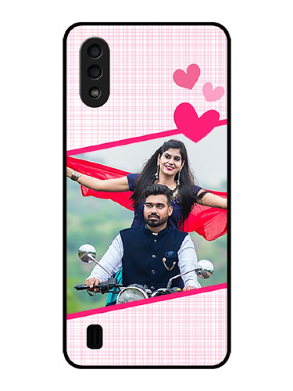 Custom Galaxy M01 Custom Glass Phone Case - Love Shape Heart Design
