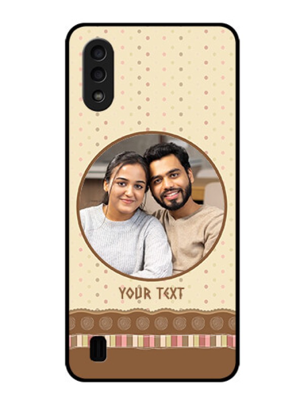 Custom Galaxy M01 Custom Glass Mobile Case - Brown Dotted Mobile Case Design