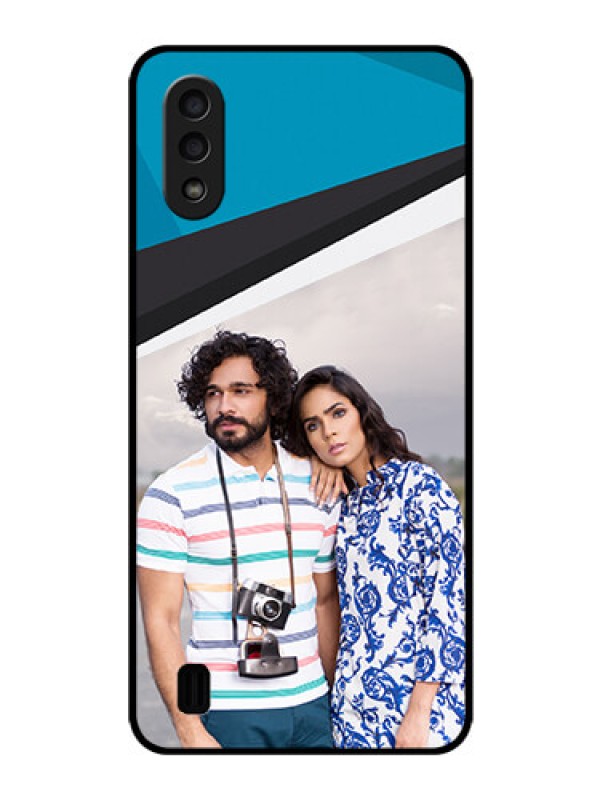 Custom Galaxy M01 Photo Printing on Glass Case - Simple Pattern Photo Upload Design