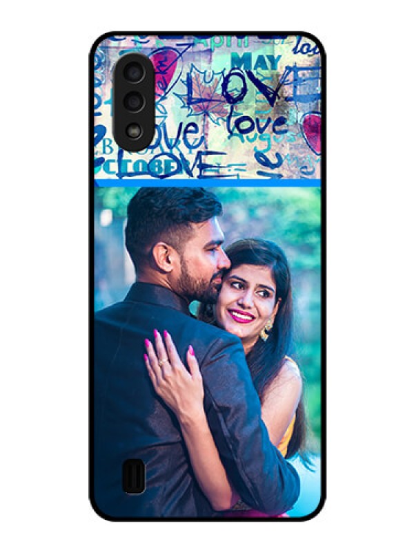 Custom Galaxy M01 Custom Glass Mobile Case - Colorful Love Design
