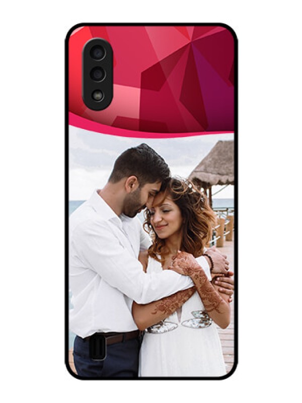 Custom Galaxy M01 Custom Glass Mobile Case - Red Abstract Design