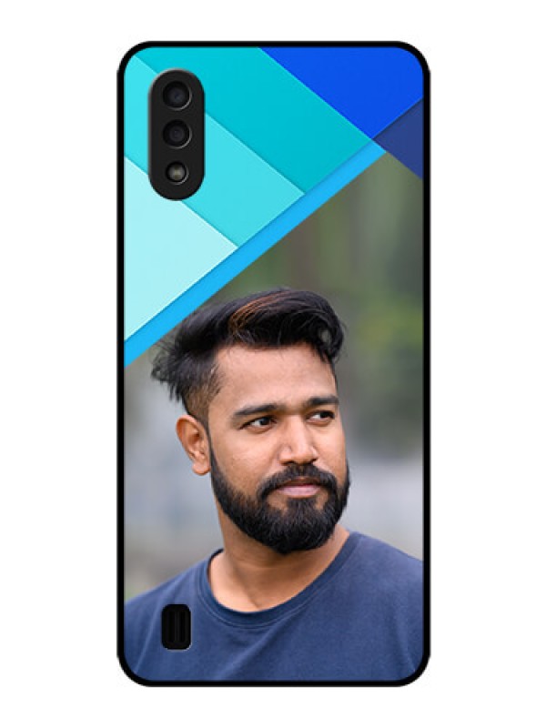 Custom Galaxy M01 Custom Glass Phone Case - Blue Pattern Design