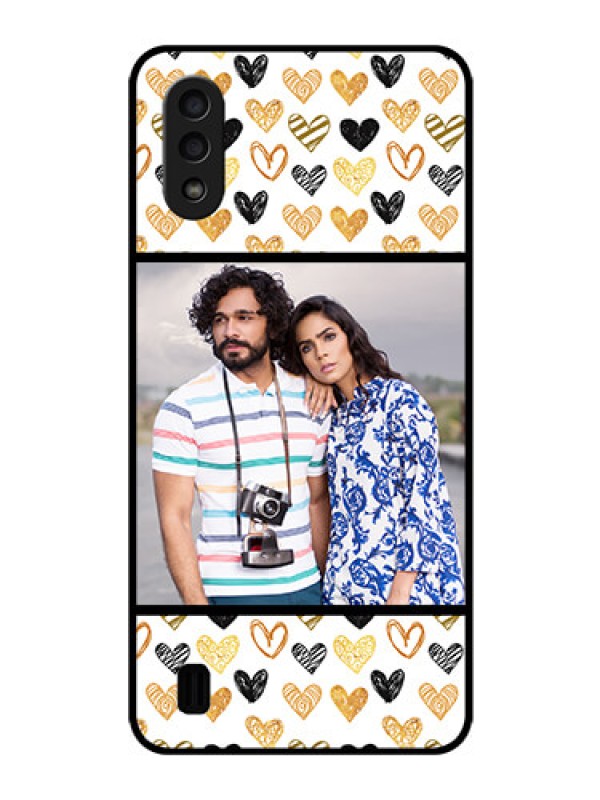 Custom Galaxy M01 Photo Printing on Glass Case - Love Symbol Design