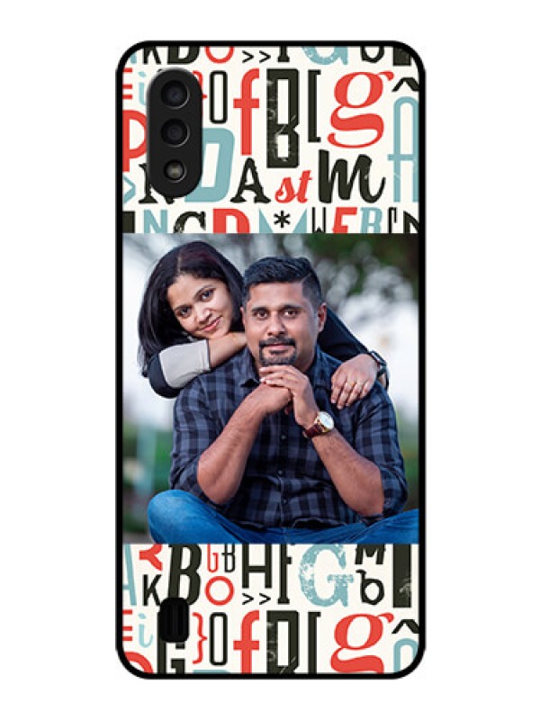 Custom Galaxy M01 Personalized Glass Phone Case - Alphabet Design