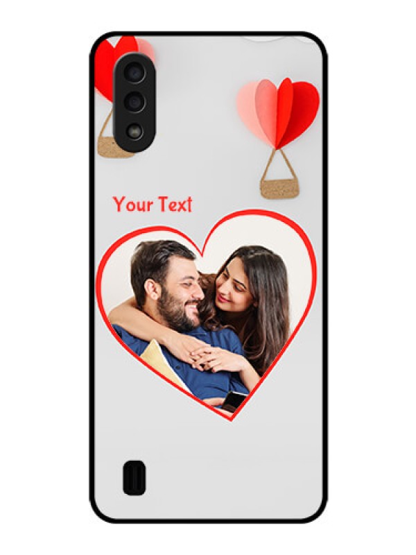 Custom Galaxy M01 Custom Glass Mobile Case - Parachute Love Design