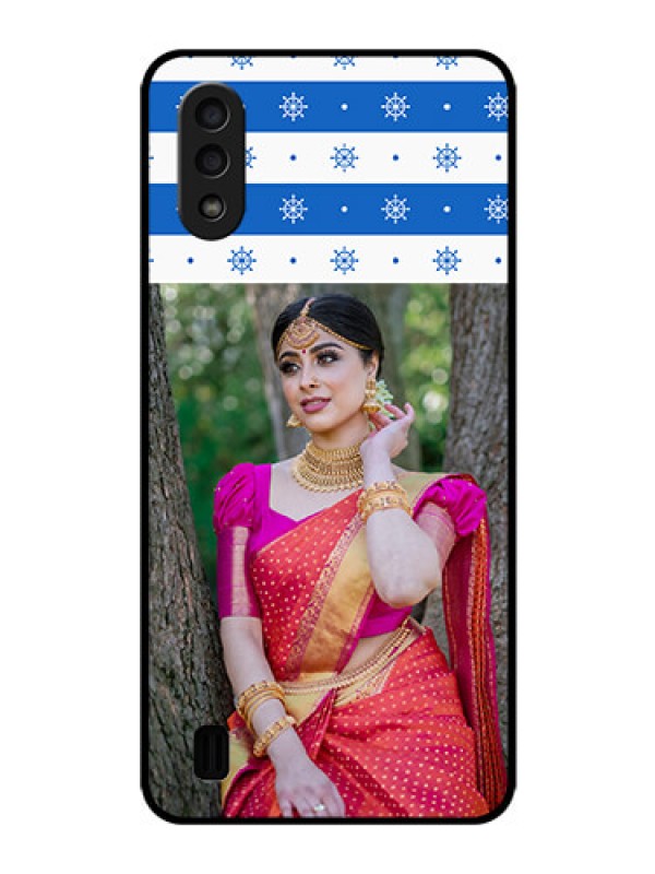 Custom Galaxy M01 Photo Printing on Glass Case - Snow Pattern Design