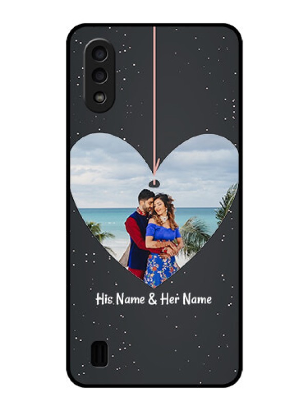 Custom Galaxy M01 Custom Glass Phone Case - Hanging Heart Design