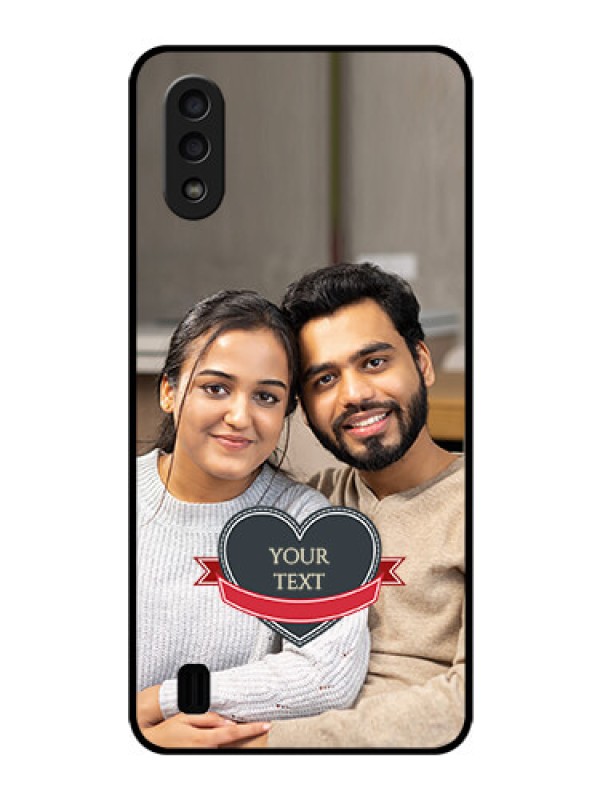 Custom Galaxy M01 Custom Glass Phone Case - Just Married Couple Design