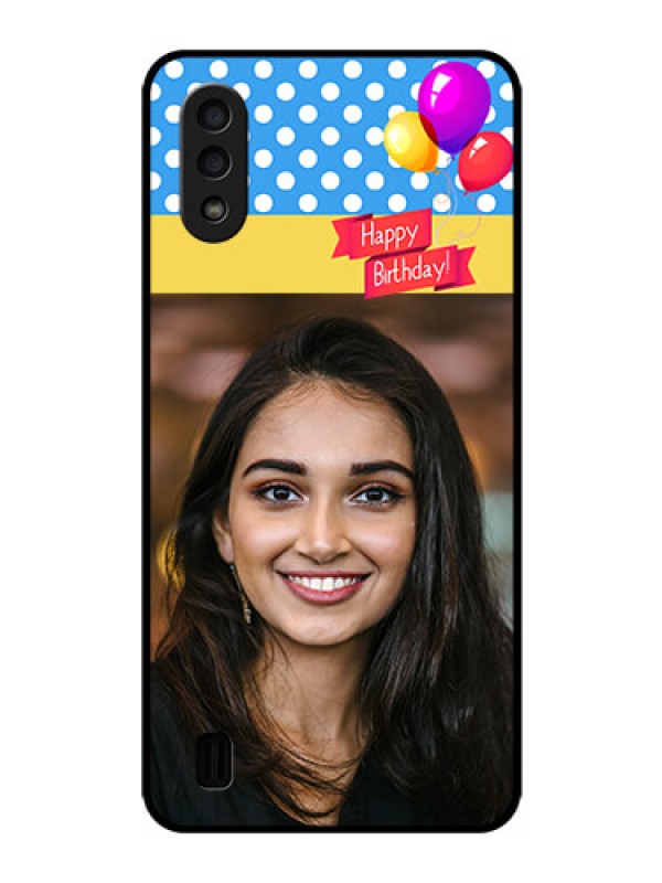 Custom Galaxy M01 Custom Glass Mobile Case - Happy Birthday Design