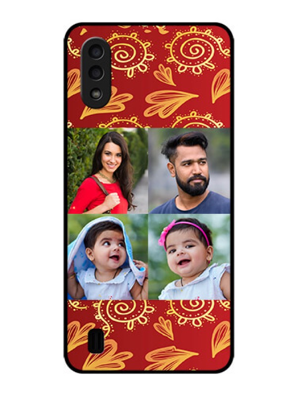 Custom Galaxy M01 Photo Printing on Glass Case - 4 Image Traditional Design