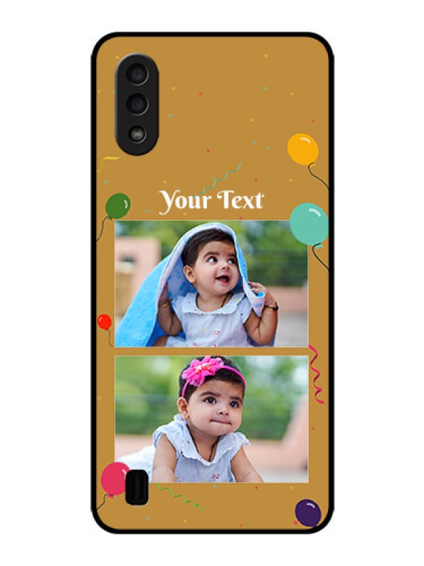 Custom Galaxy M01 Personalized Glass Phone Case - Image Holder with Birthday Celebrations Design