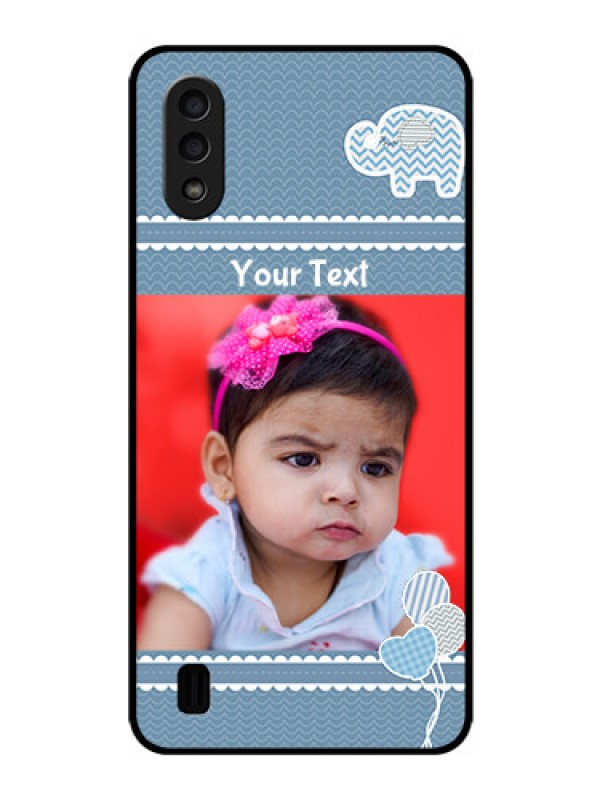 Custom Galaxy M01 Photo Printing on Glass Case - with Kids Pattern Design