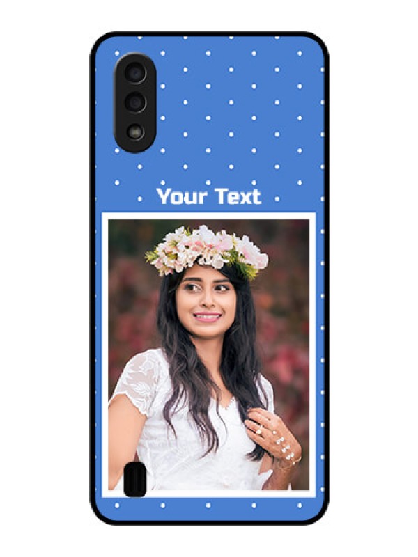 Custom Galaxy M01 Photo Printing on Glass Case - Polka dots design