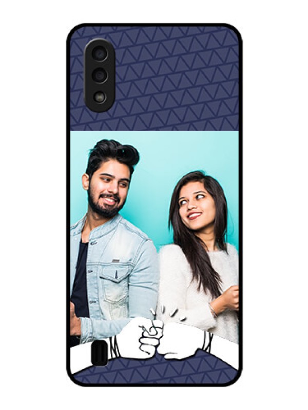 Custom Galaxy M01 Photo Printing on Glass Case - with Best Friends Design