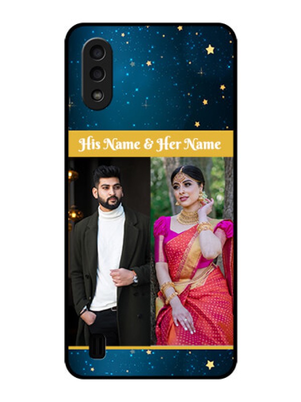 Custom Galaxy M01 Custom Glass Phone Case - Galaxy Stars Backdrop Design