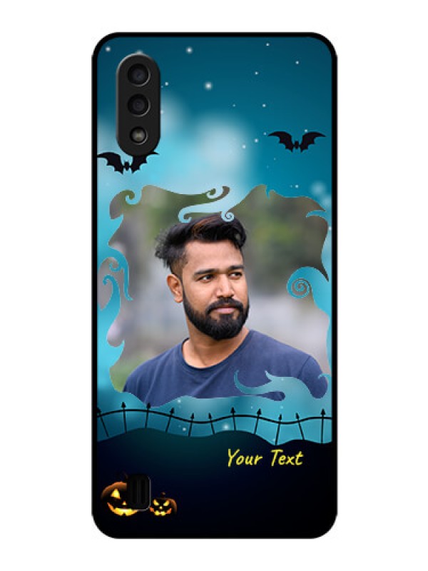 Custom Galaxy M01 Custom Glass Phone Case - Halloween frame design