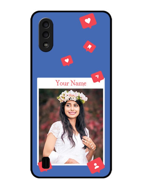 Custom Galaxy M01 Custom Glass Phone Case - Like Share And Comment Design