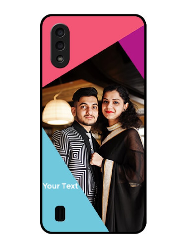 Custom Galaxy M01 Custom Glass Mobile Case - Stacked Triple colour Design