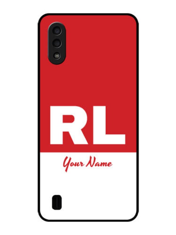 Custom Galaxy M01 Personalized Glass Phone Case - dual tone custom text Design
