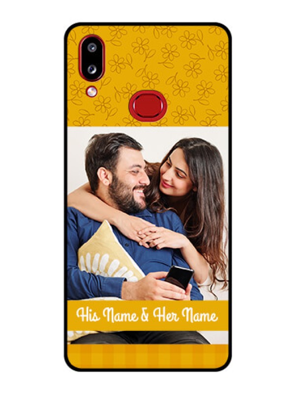 Custom Galaxy M01s Custom Glass Mobile Case - Yellow Floral Design