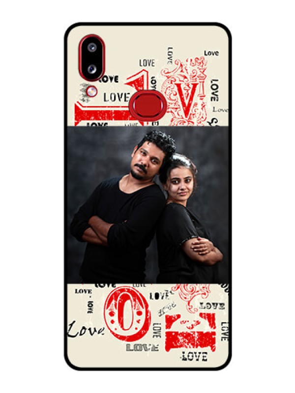 Custom Galaxy M01s Photo Printing on Glass Case - Trendy Love Design Case