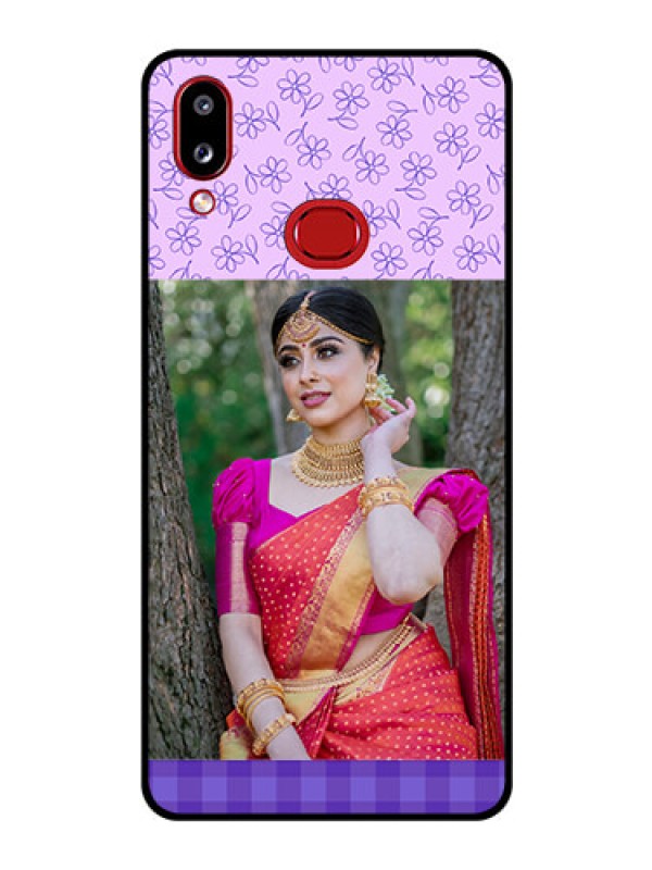 Custom Galaxy M01s Custom Glass Phone Case - Purple Floral Design