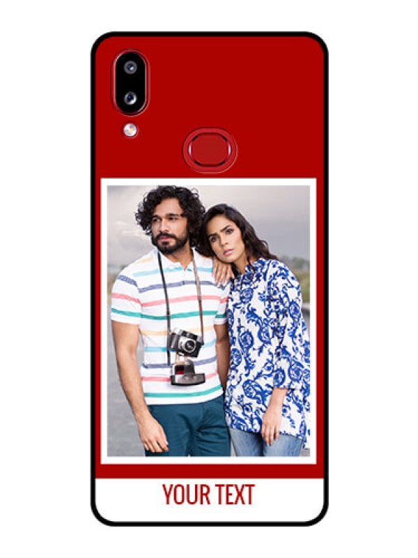 Custom Galaxy M01s Personalized Glass Phone Case - Simple Red Color Design