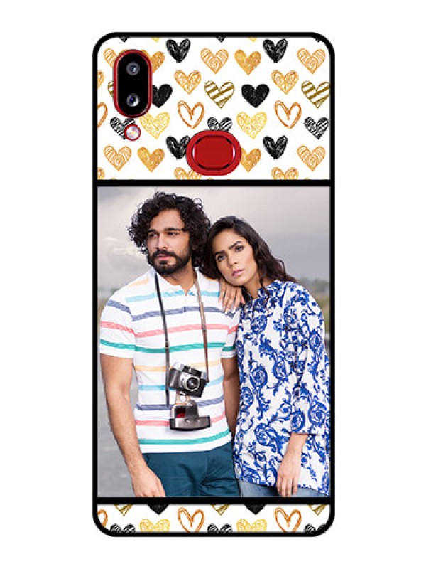 Custom Galaxy M01s Photo Printing on Glass Case - Love Symbol Design