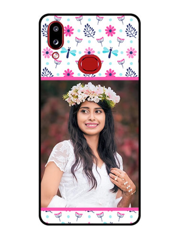 Custom Galaxy M01s Photo Printing on Glass Case - Colorful Flower Design