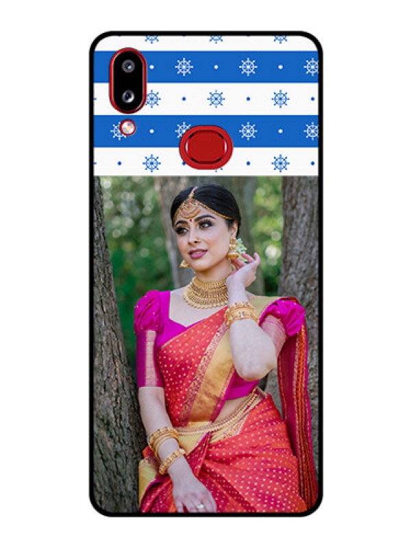 Custom Galaxy M01s Photo Printing on Glass Case - Snow Pattern Design