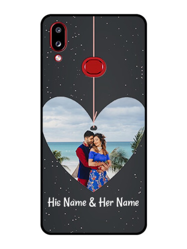 Custom Galaxy M01s Custom Glass Phone Case - Hanging Heart Design