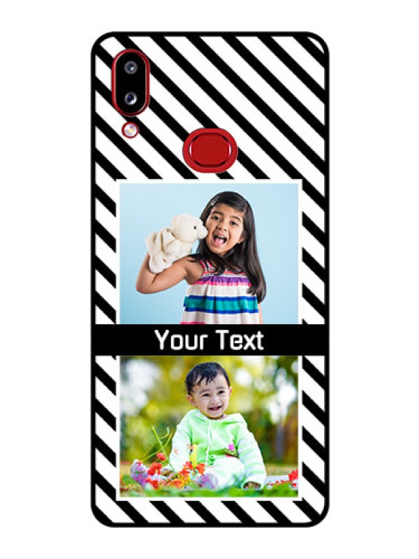 Custom Galaxy M01s Photo Printing on Glass Case - Black And White Stripes Design