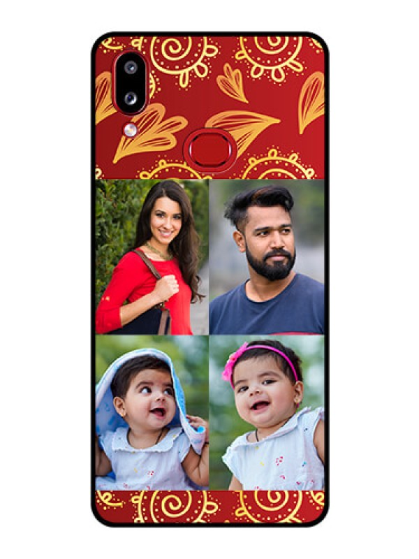 Custom Galaxy M01s Photo Printing on Glass Case - 4 Image Traditional Design
