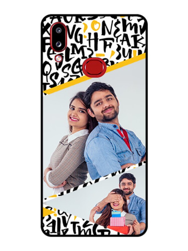 Custom Galaxy M01s Custom Glass Mobile Case - Letters Pattern Design