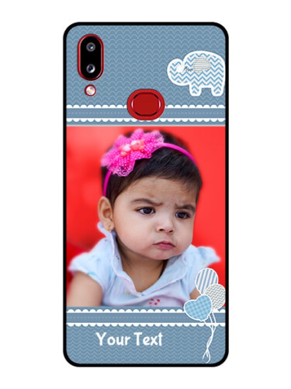 Custom Galaxy M01s Photo Printing on Glass Case - with Kids Pattern Design