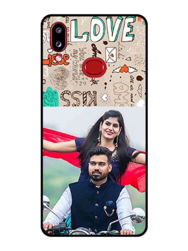 Custom Galaxy M01s Custom Glass Phone Case - Love Doodle Pattern 